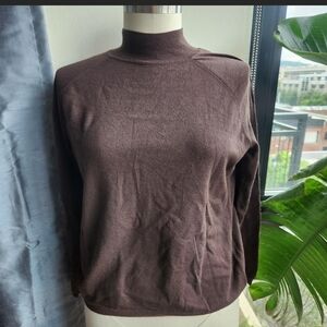 Chic Chocolate Brown Women's Turtleneck Sweater